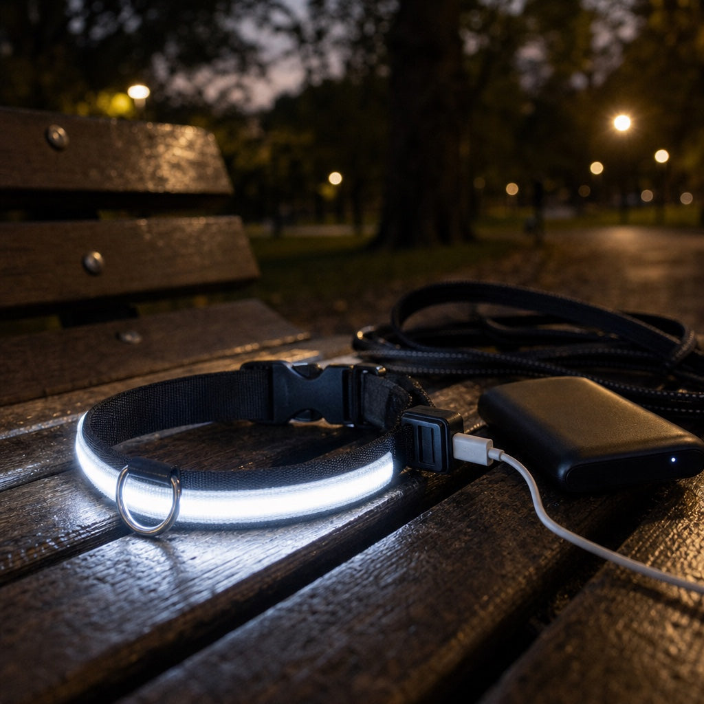 The collar charging from a power bank by USB