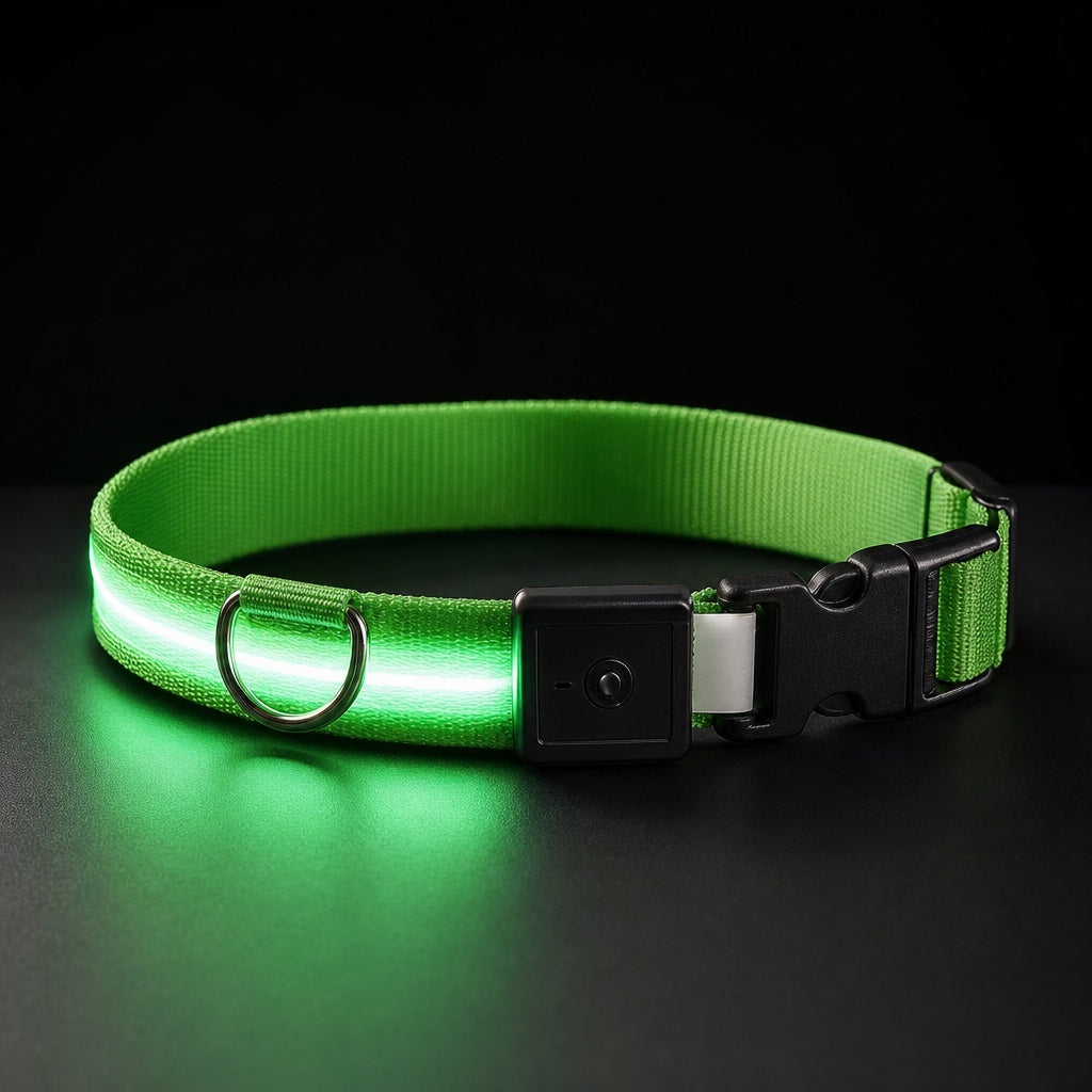 Glow Pup LED collar glowing green